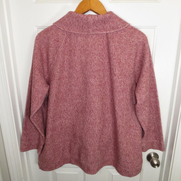 L.L. Bean Womens Shawl Neck Pullover Marled Fleece Pink Plus Size 1X - Picture 4 of 4